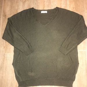 Frankie Phoenix Olive Green V-Neck Sweater